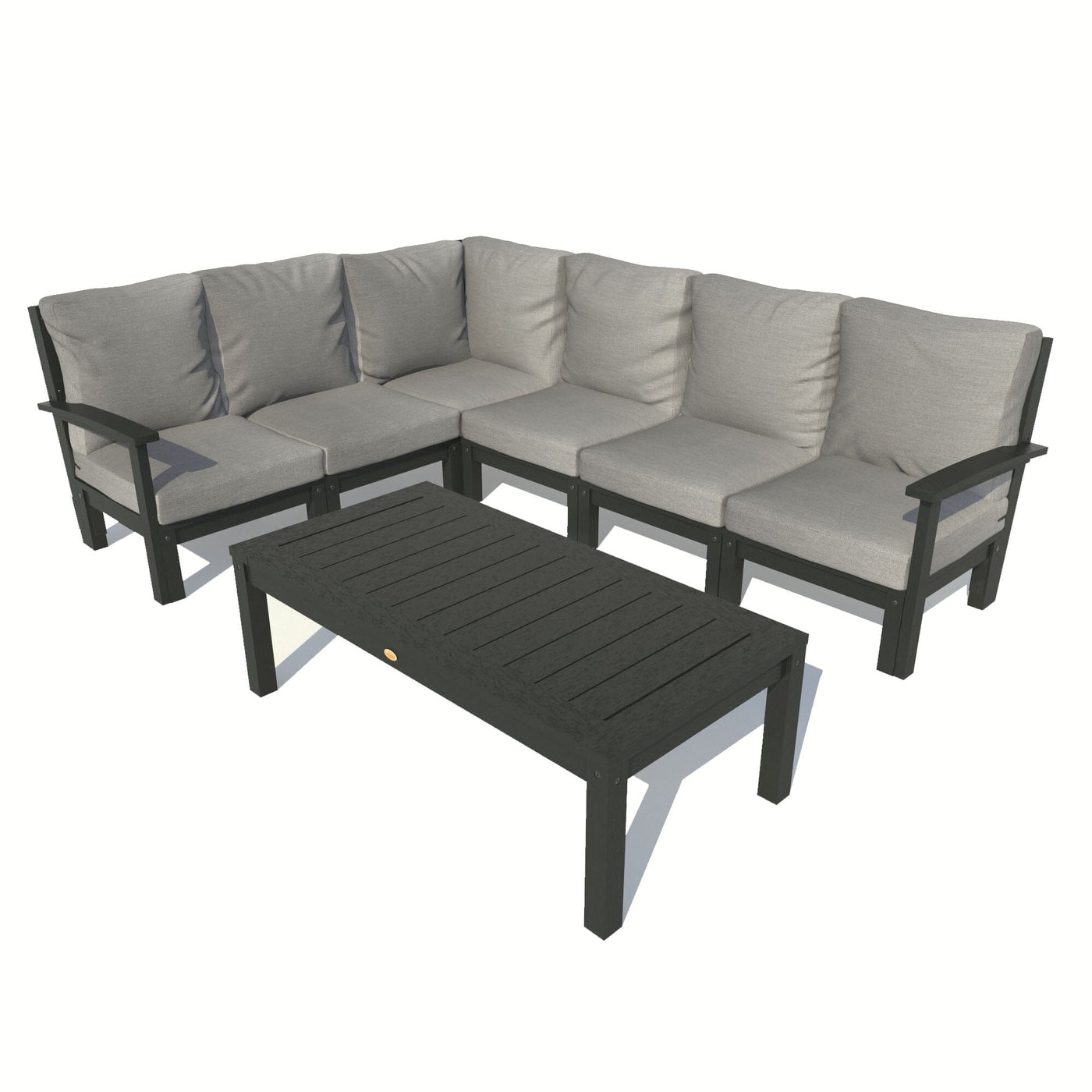 Bespoke Deep Seating: 7 Piece Sectional Sofa Set with Conversation Table Deep Seating Highwood USA Stone Gray Black 