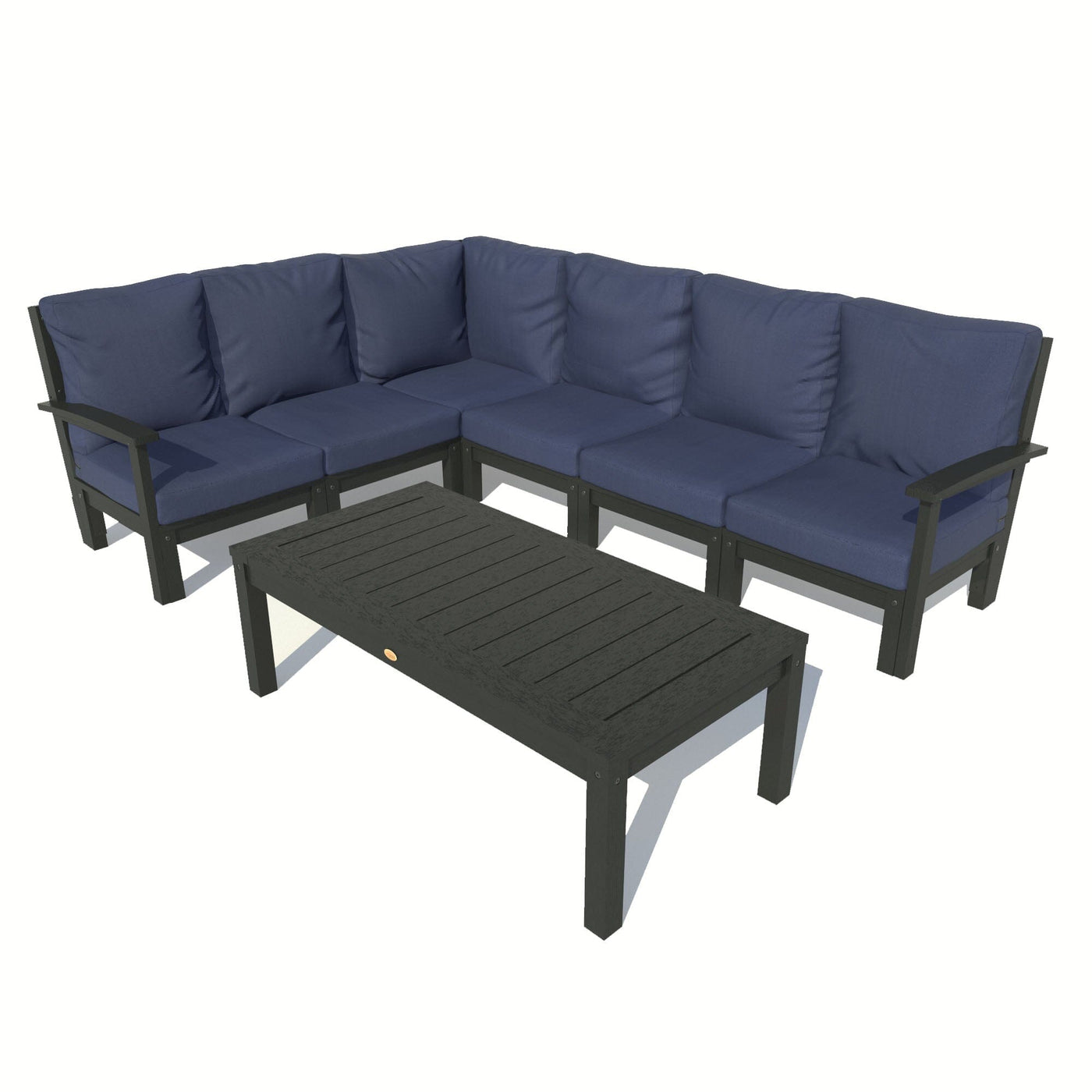 Bespoke Deep Seating: 7 Piece Sectional Sofa Set with Conversation Table Deep Seating Highwood USA Navy Black 