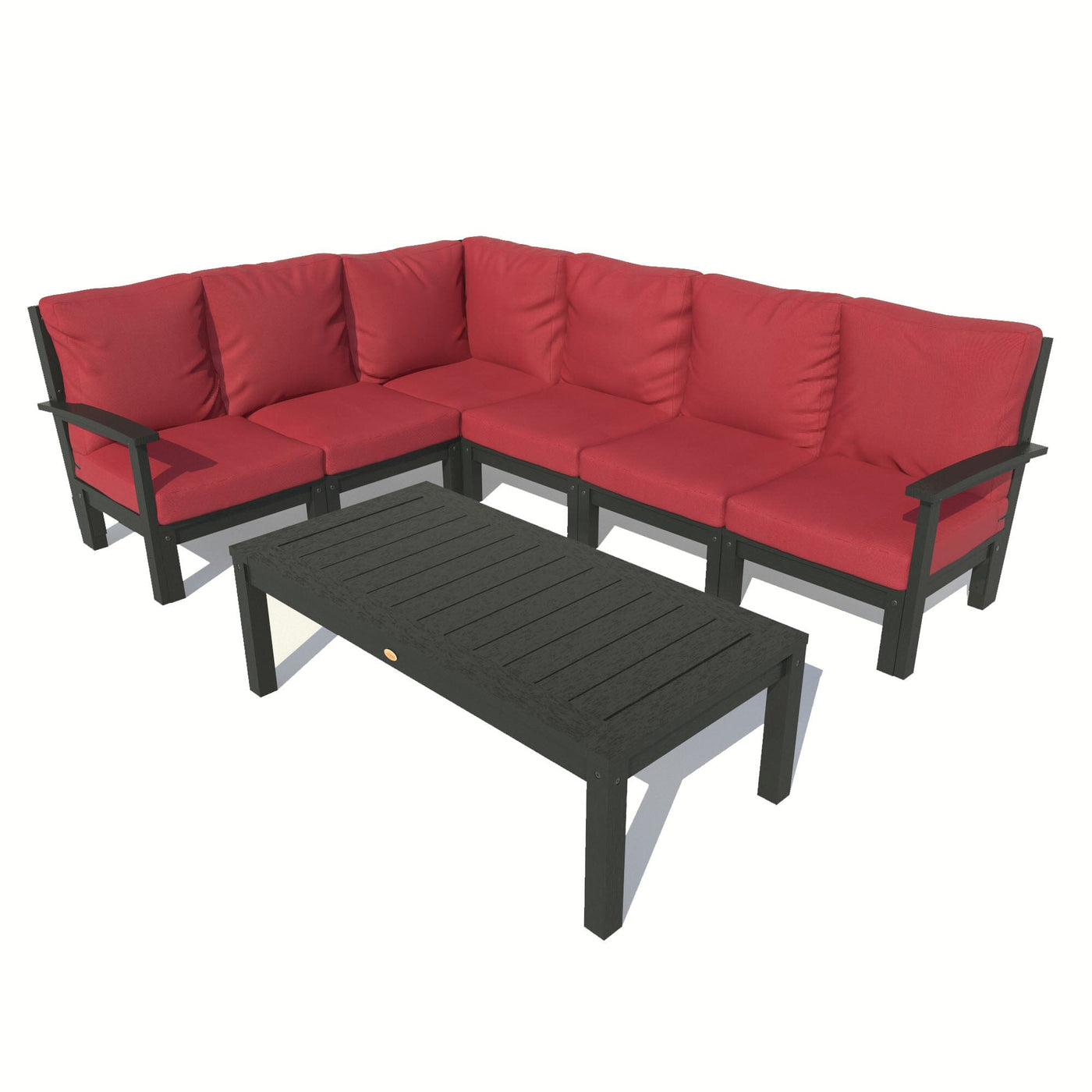 Bespoke Deep Seating: 7 Piece Sectional Sofa Set with Conversation Table Deep Seating Highwood USA Firecracker Red Black 