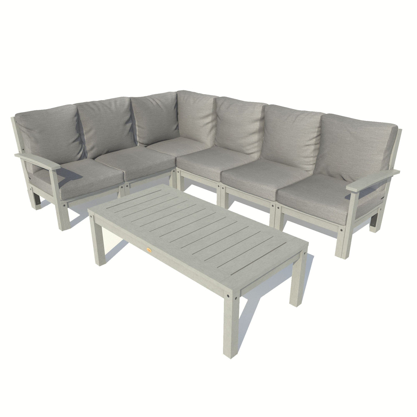 Bespoke Deep Seating: 7 Piece Sectional Sofa Set with Conversation Table Deep Seating Highwood USA Stone Gray Coastal Teak 