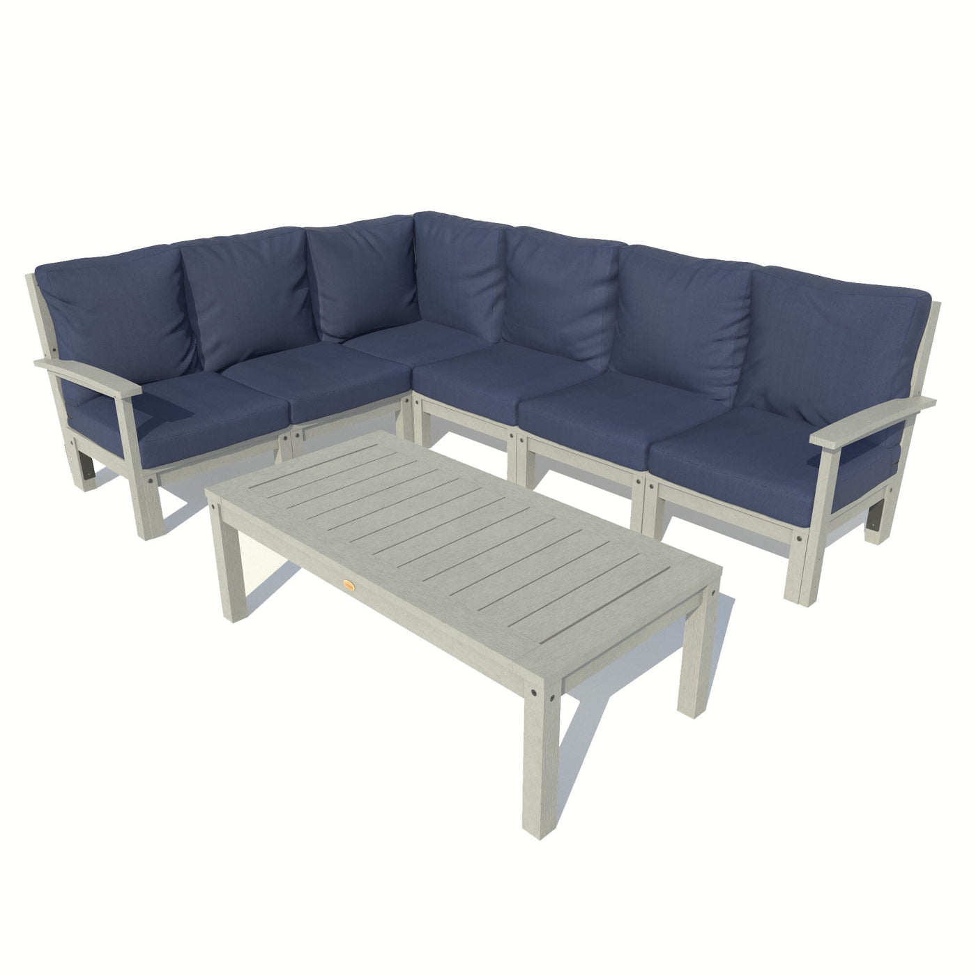Bespoke Deep Seating: 7 Piece Sectional Sofa Set with Conversation Table Deep Seating Highwood USA Navy Coastal Teak 