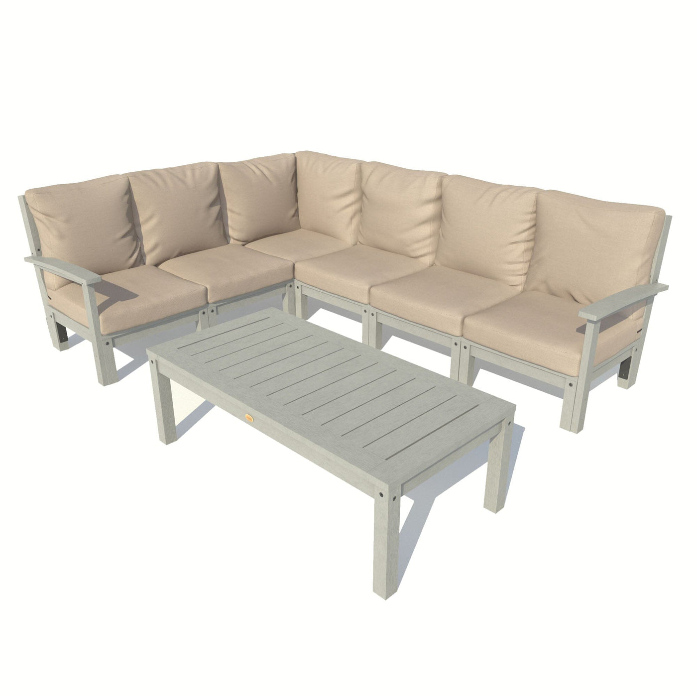 Bespoke Deep Seating: 7 Piece Sectional Sofa Set with Conversation Table Deep Seating Highwood USA Driftwood Coastal Teak 