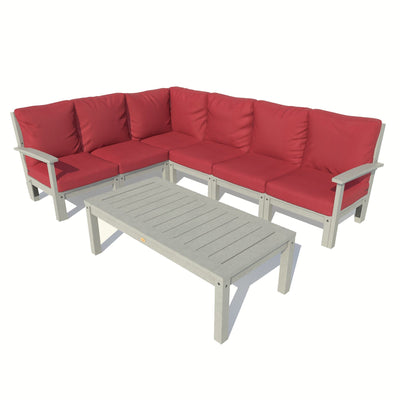 Bespoke Deep Seating: 7 Piece Sectional Sofa Set with Conversation Table Deep Seating Highwood USA Firecracker Red Coastal Teak 