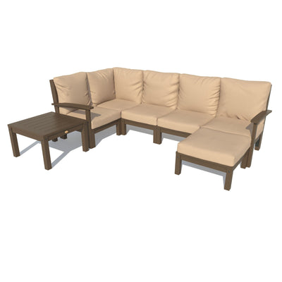 Bespoke Deep Seating: 7 Piece Sectional Set with Ottoman and Side Table Deep Seating Highwood USA Dune Weathered Acorn 