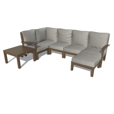 Bespoke Deep Seating: 7 Piece Sectional Set with Ottoman and Side Table Deep Seating Highwood USA Stone Gray Weathered Acorn 