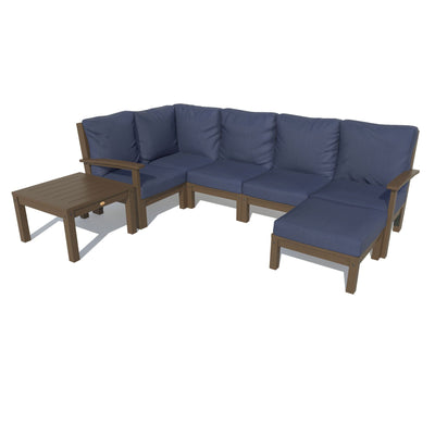 Bespoke Deep Seating: 7 Piece Sectional Set with Ottoman and Side Table Deep Seating Highwood USA Navy Weathered Acorn 