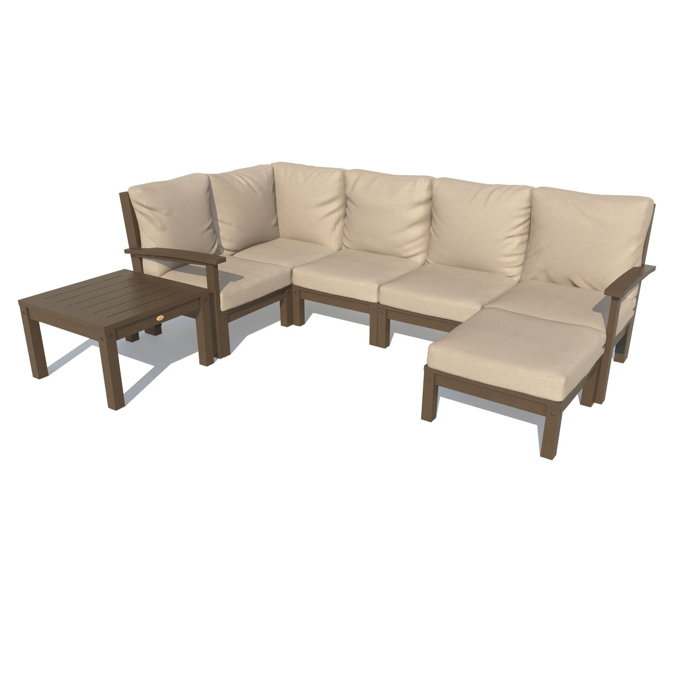 Bespoke Deep Seating: 7 Piece Sectional Set with Ottoman and Side Table Deep Seating Highwood USA Driftwood Weathered Acorn 