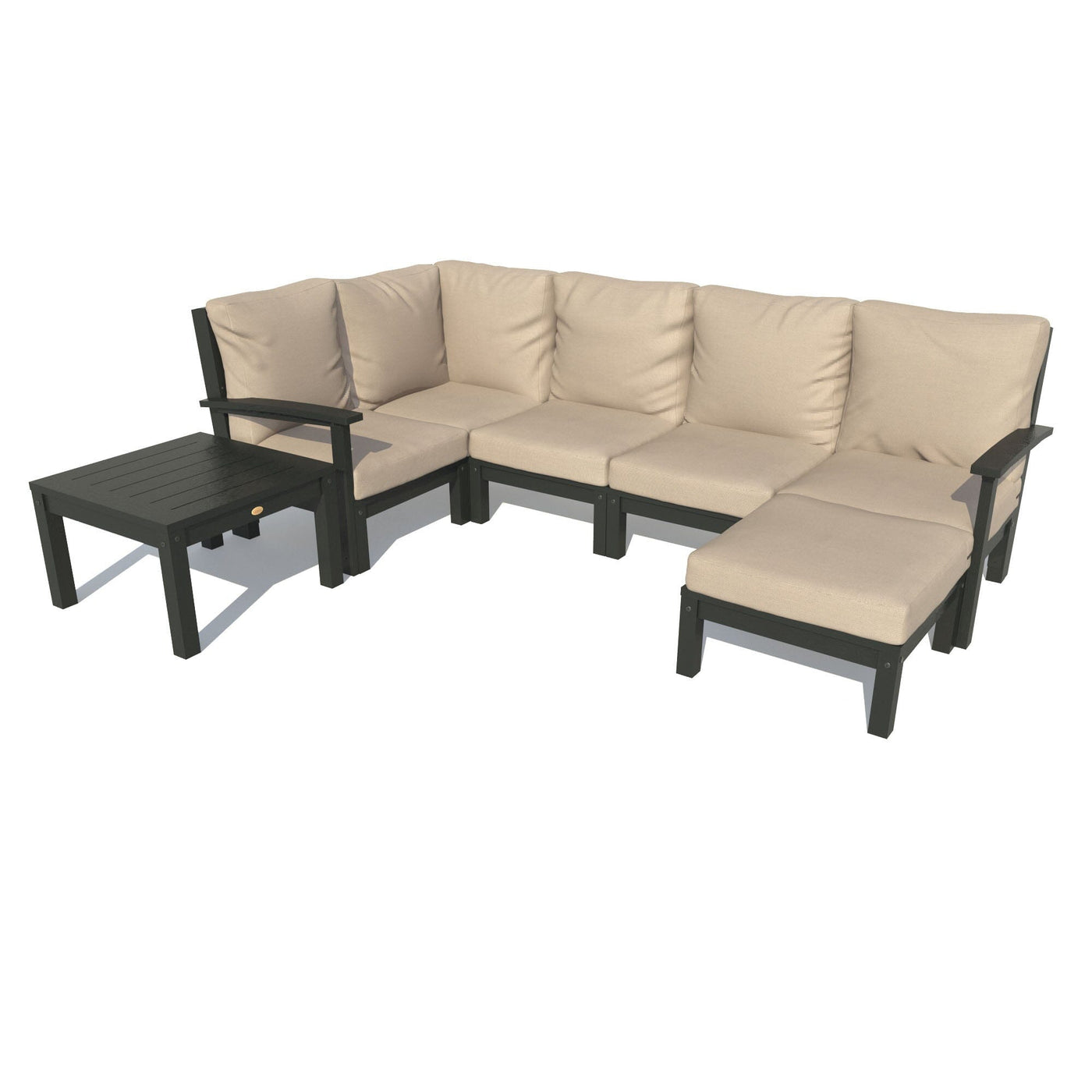 Bespoke Deep Seating: 7 Piece Sectional Set with Ottoman and Side Table Deep Seating Highwood USA Driftwood Black 