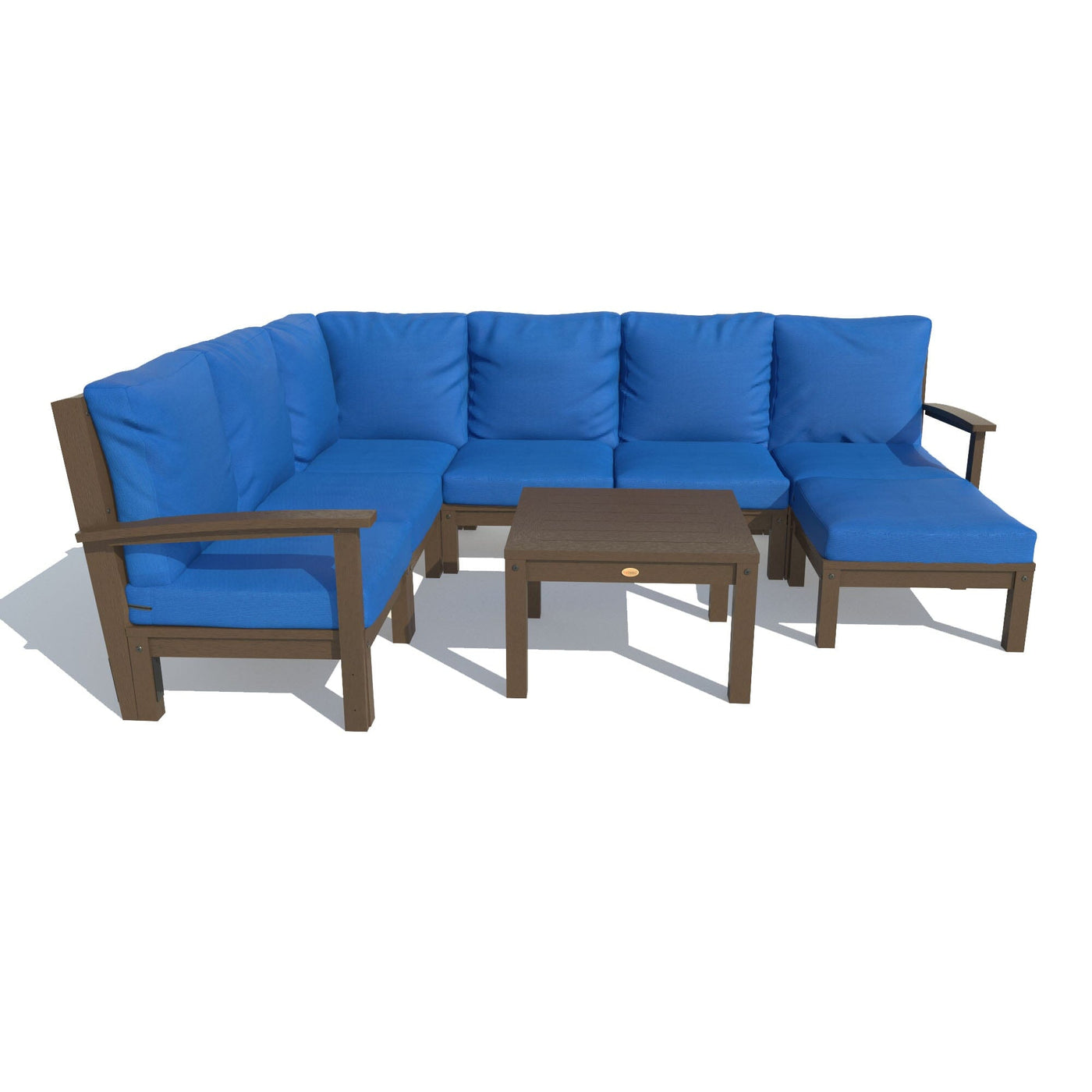 Bespoke Deep Seating: 8 Piece Sectional Sofa Set with Ottoman and Side Table Deep Seating Highwood USA Cobalt Blue Weathered Acorn 
