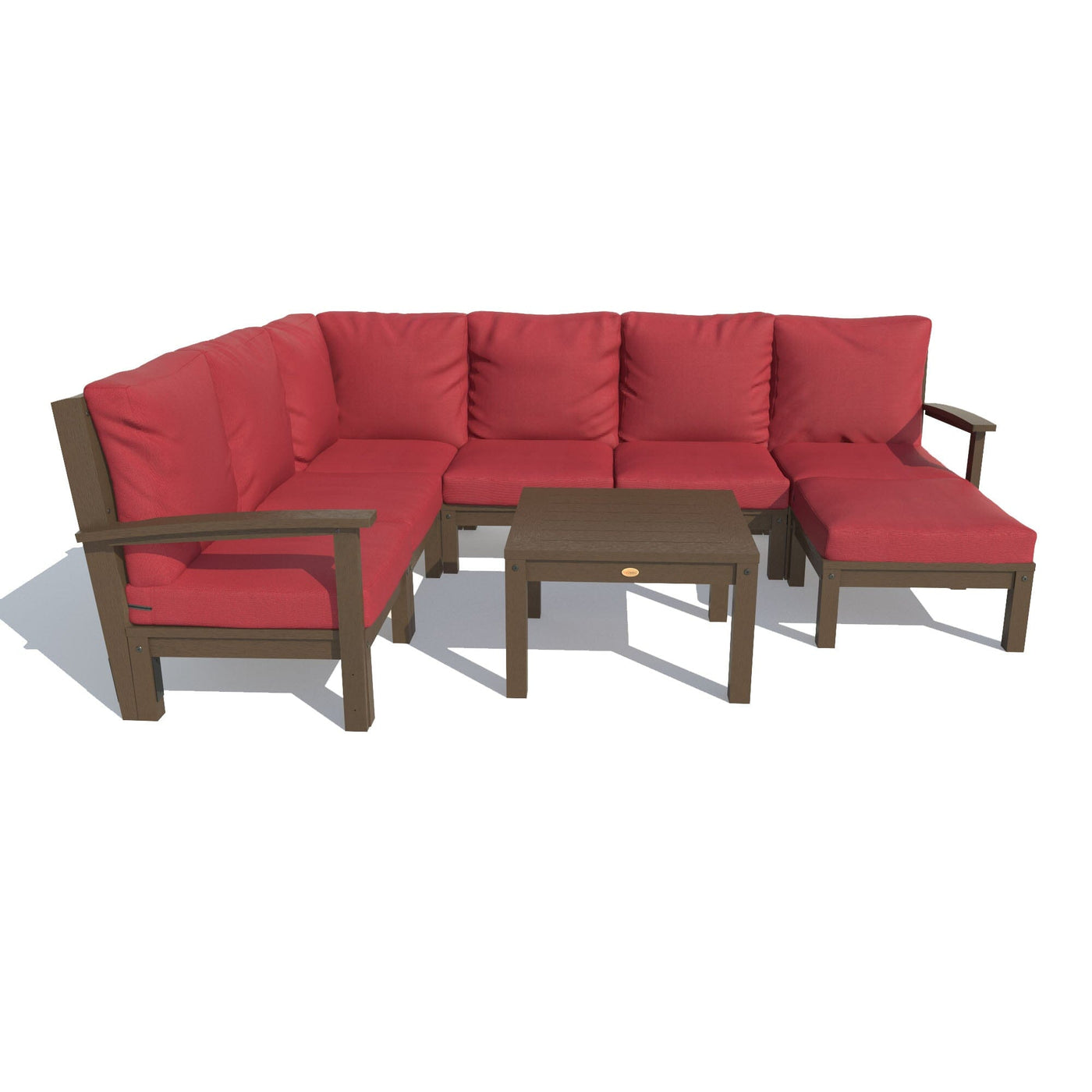 Bespoke Deep Seating: 8 Piece Sectional Sofa Set with Ottoman and Side Table Deep Seating Highwood USA Firecracker Red Weathered Acorn 