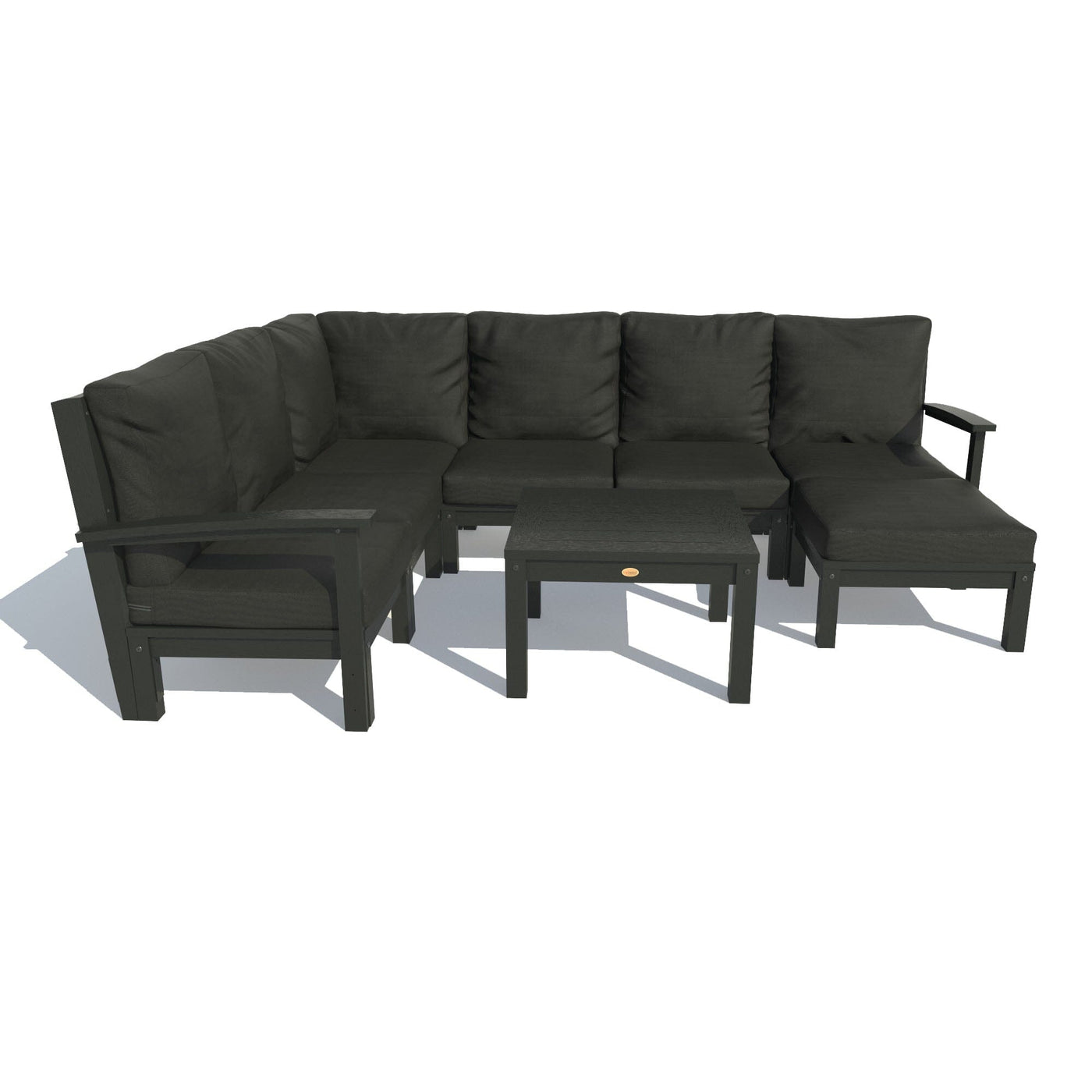 Bespoke Deep Seating: 8 Piece Sectional Sofa Set with Ottoman and Side Table Deep Seating Highwood USA Jet Black Black 