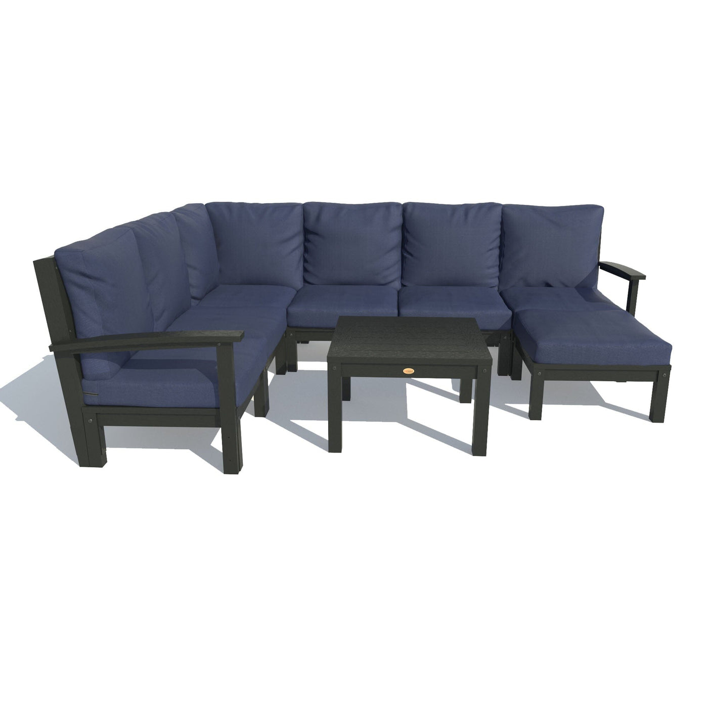 Bespoke Deep Seating: 8 Piece Sectional Sofa Set with Ottoman and Side Table Deep Seating Highwood USA Navy Black 