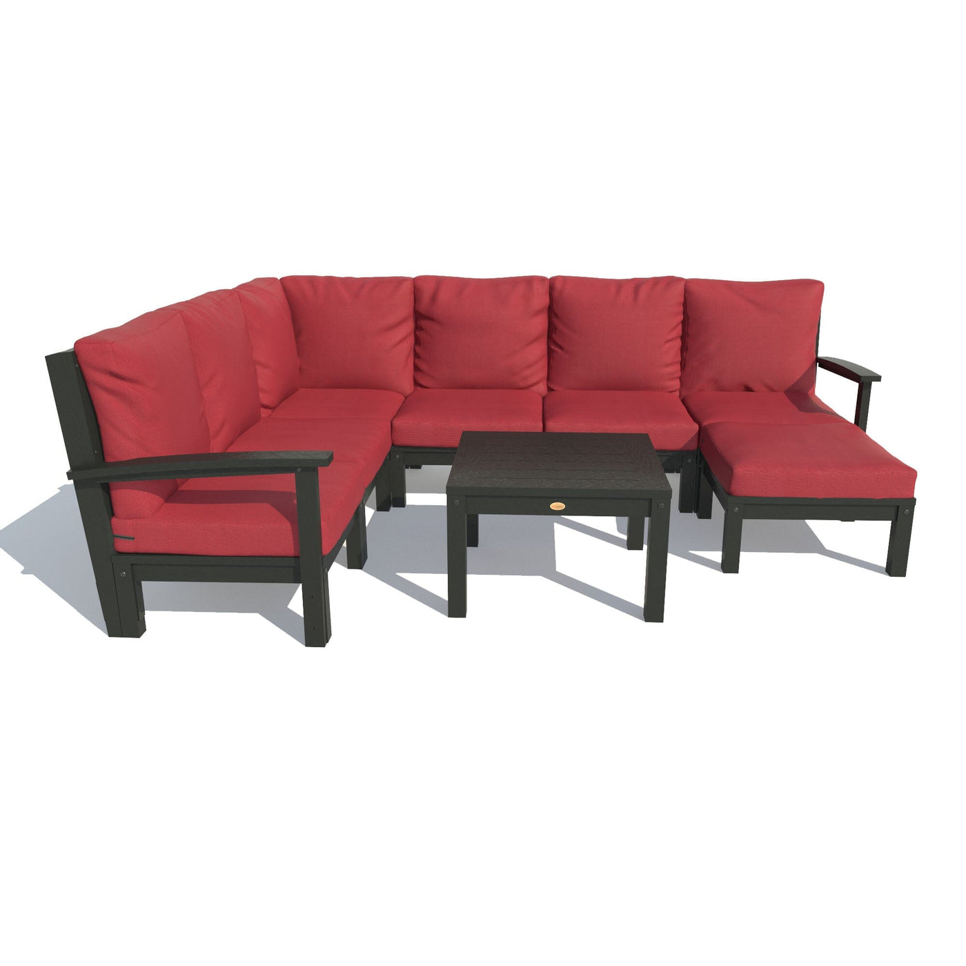 Bespoke Deep Seating: 8 Piece Sectional Sofa Set with Ottoman and Side Table Deep Seating Highwood USA Firecracker Red Black 