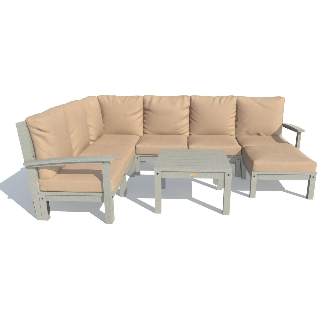 Bespoke Deep Seating: 8 Piece Sectional Sofa Set with Ottoman and Side Table Deep Seating Highwood USA Dune Coastal Teak 