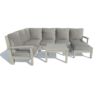 Bespoke Deep Seating: 8 Piece Sectional Sofa Set with Ottoman and Side Table Deep Seating Highwood USA Stone Gray Coastal Teak 