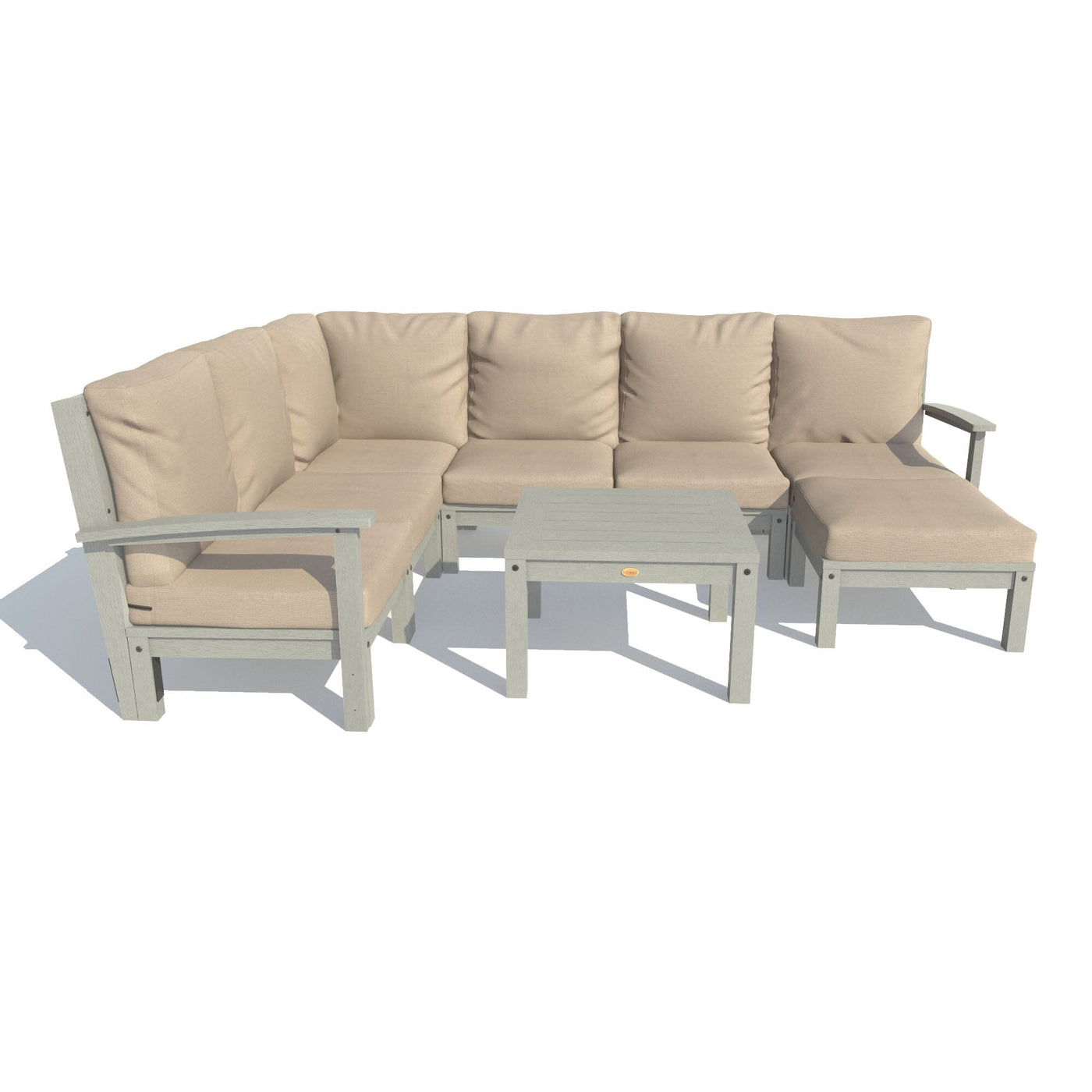 Bespoke Deep Seating: 8 Piece Sectional Sofa Set with Ottoman and Side Table Deep Seating Highwood USA Driftwood Coastal Teak 
