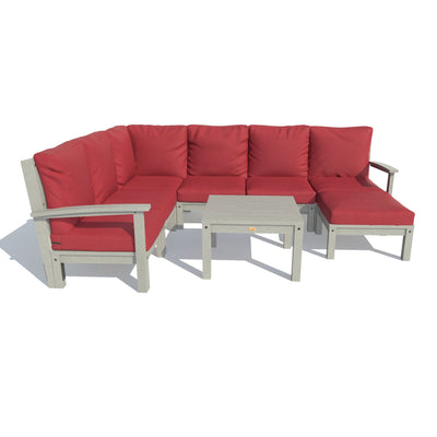 Bespoke Deep Seating: 8 Piece Sectional Sofa Set with Ottoman and Side Table Deep Seating Highwood USA Firecracker Red Coastal Teak 