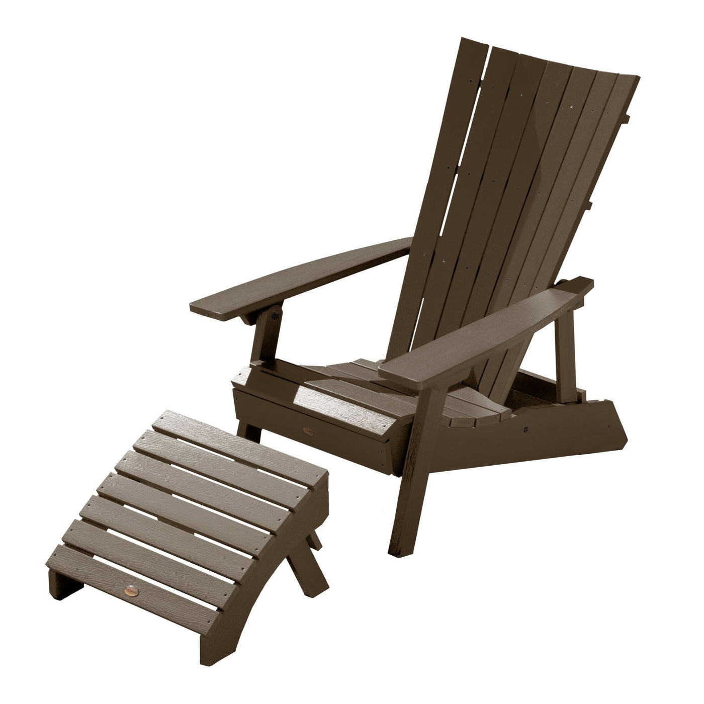 Manhattan Beach Adirondack Chair with Folding Adirondack Ottoman Adirondack Chairs Highwood USA Weathered Acorn 