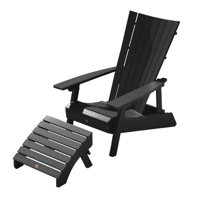 Manhattan Beach Adirondack Chair with Folding Adirondack Ottoman Adirondack Chairs Highwood USA Black 