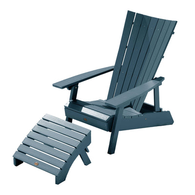 Manhattan Beach Adirondack Chair with Folding Adirondack Ottoman Adirondack Chairs Highwood USA Nantucket Blue 
