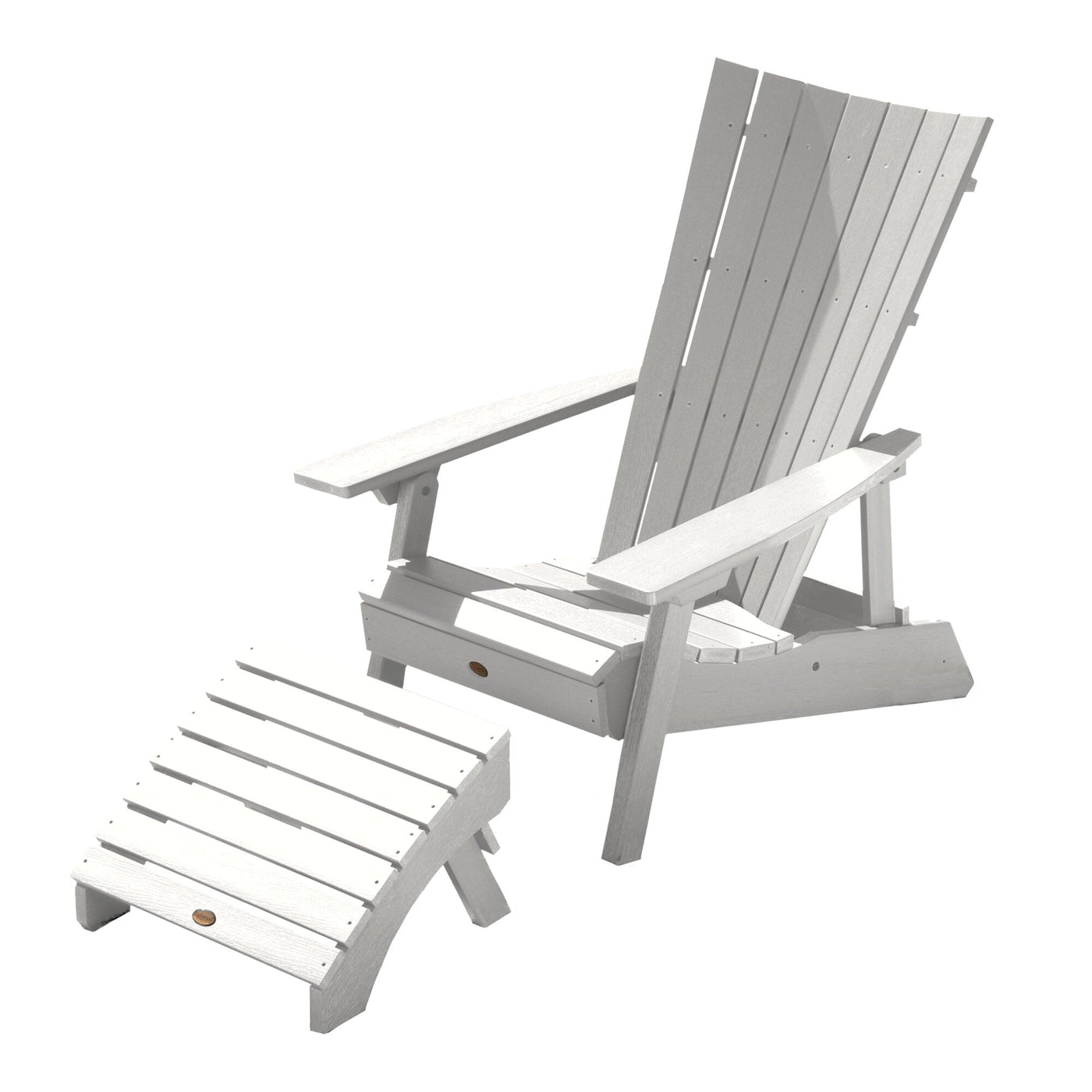 Manhattan Beach Adirondack Chair with Folding Adirondack Ottoman Adirondack Chairs Highwood USA White 