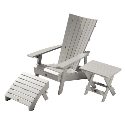 Manhattan Beach Adirondack Chair with Folding Adirondack Side Table and Ottoman Adirondack Chairs Highwood USA Harbor Gray 