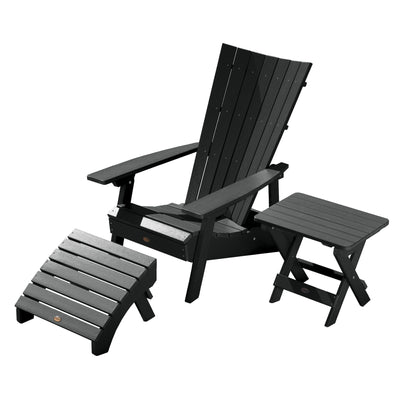 Manhattan Beach Adirondack Chair with Folding Adirondack Side Table and Ottoman Adirondack Chairs Highwood USA Black 