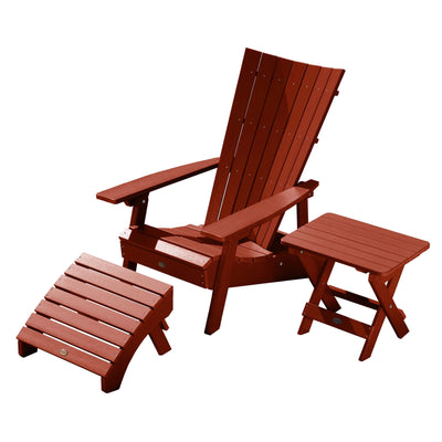Manhattan Beach Adirondack Chair with Folding Adirondack Side Table and Ottoman Adirondack Chairs Highwood USA Rustic Red 