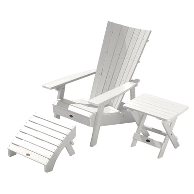 Manhattan Beach Adirondack Chair with Folding Adirondack Side Table and Ottoman Adirondack Chairs Highwood USA White 