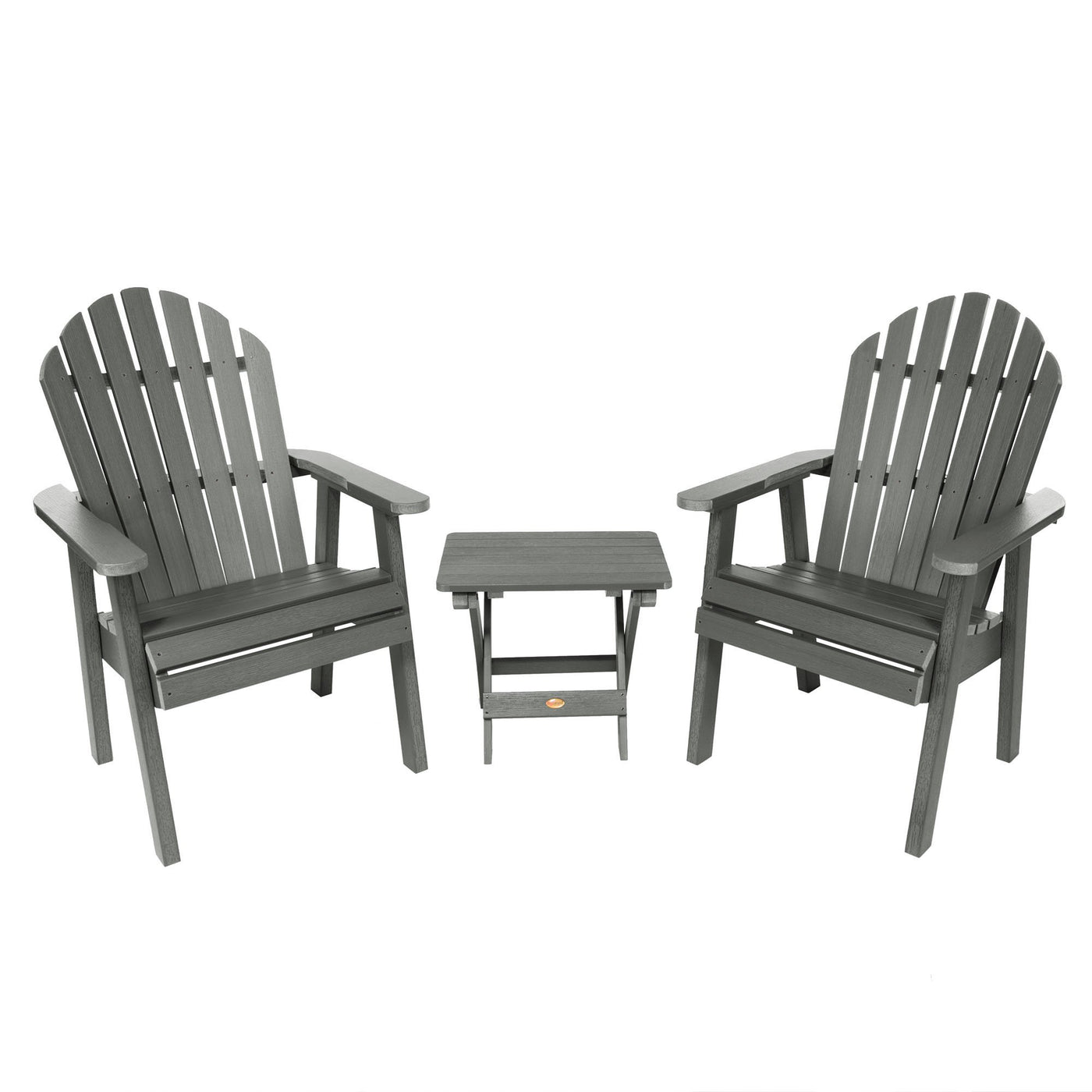 2 Hamilton Deck Chairs with Folding Side Table Highwood USA Coastal Teak 