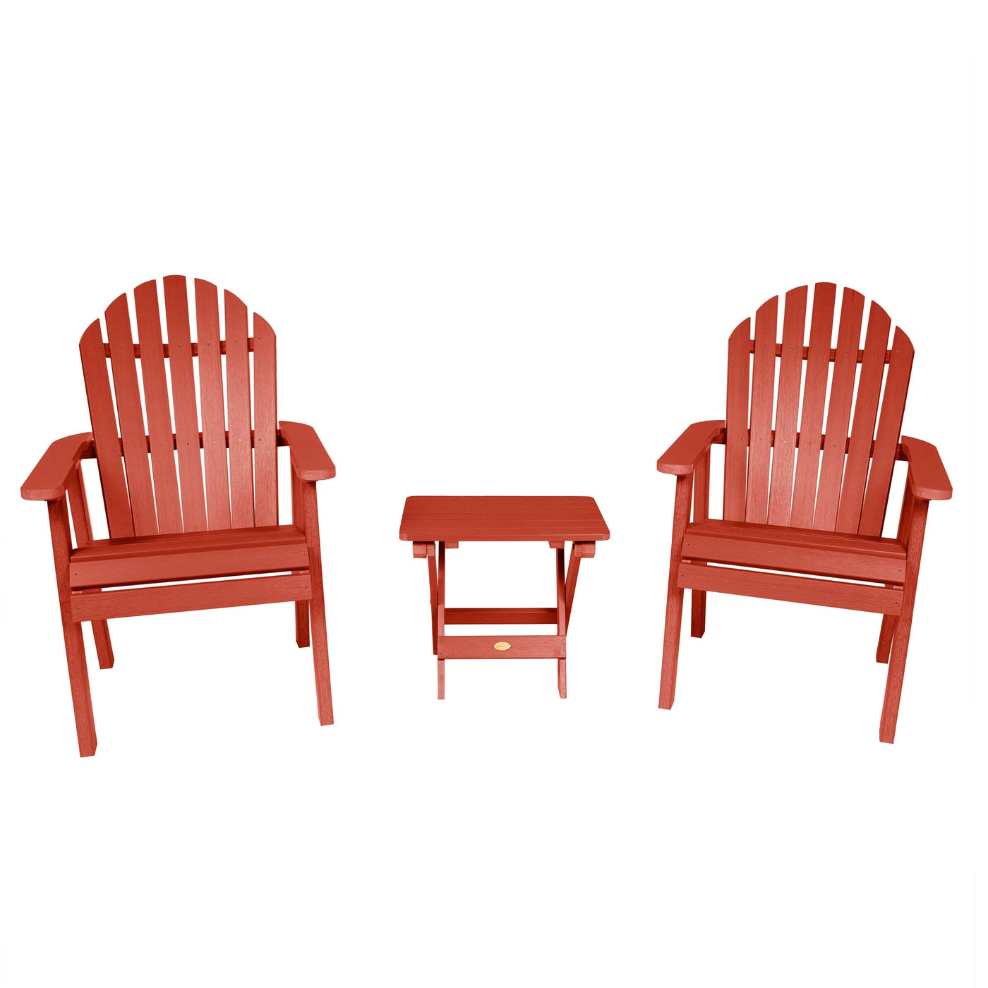2 Hamilton Deck Chairs with Folding Side Table Kitted Sets Highwood USA Rustic Red 
