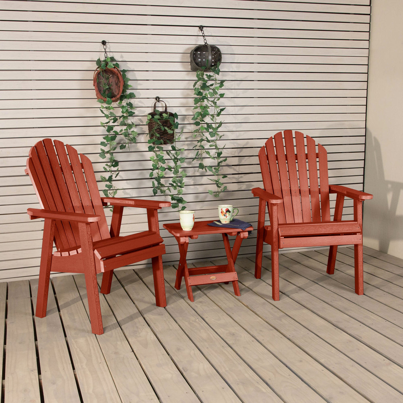 2 Hamilton Deck Chairs with Folding Side Table Kitted Sets Highwood USA 