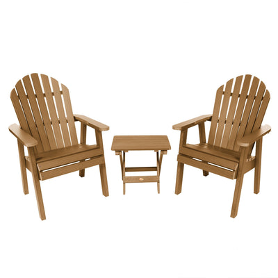 2 Hamilton Deck Chairs with Folding Side Table Highwood USA Toffee 