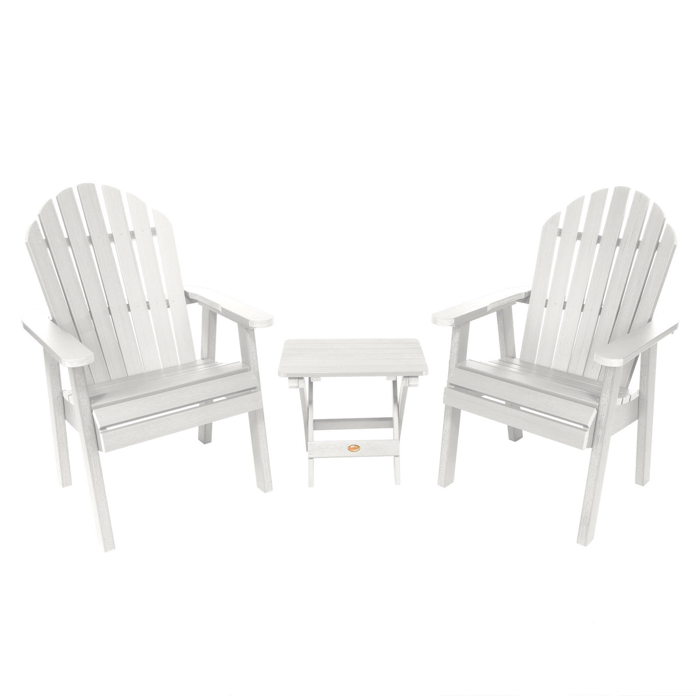 2 Hamilton Deck Chairs with Folding Side Table Highwood USA White 