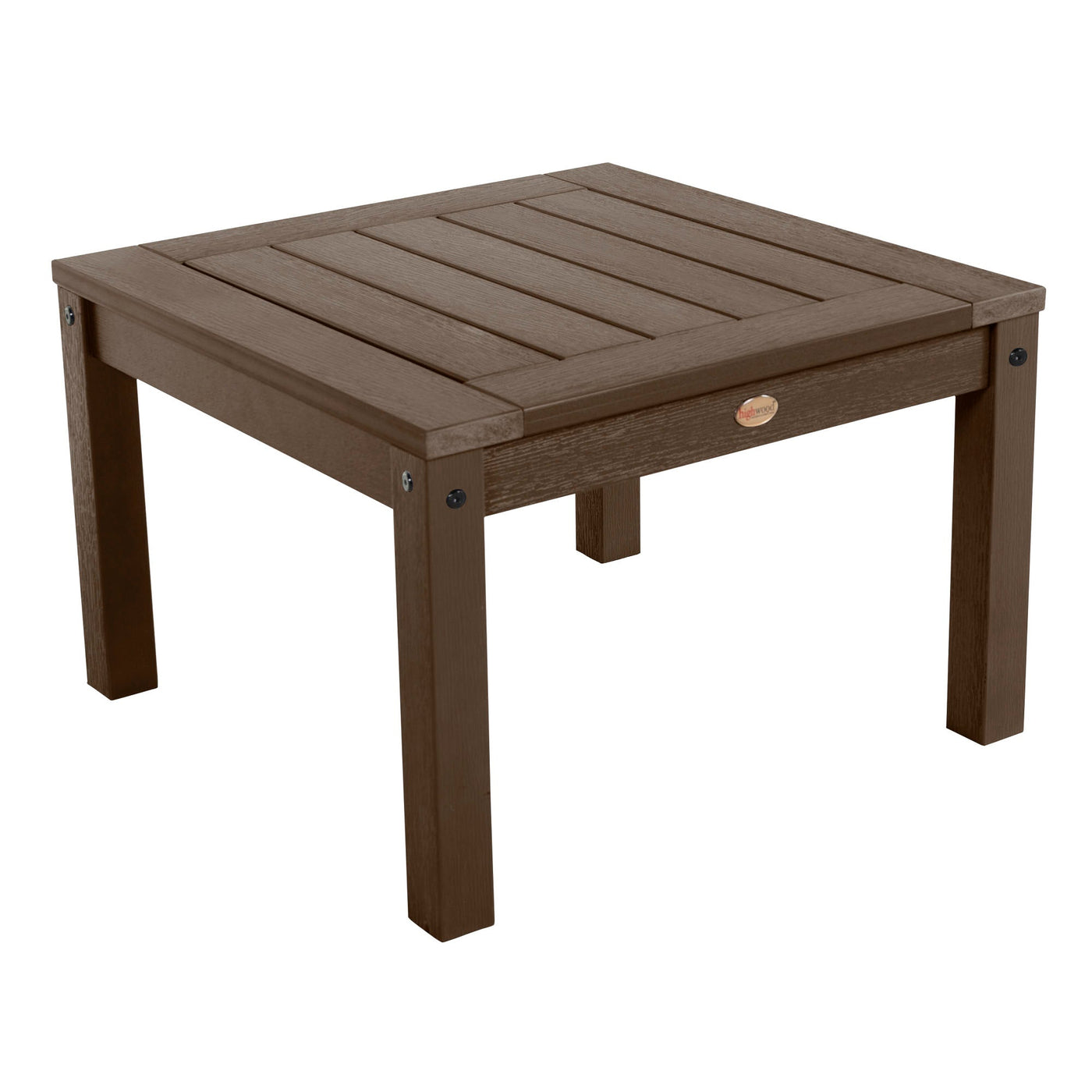 Brown wooden table with slatted top
