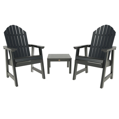 2 Hamilton Deck Chairs with Adirondack Side Table Highwood USA Black 