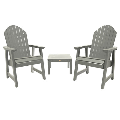 2 Hamilton Deck Chairs with Adirondack Side Table Highwood USA Coastal Teak 