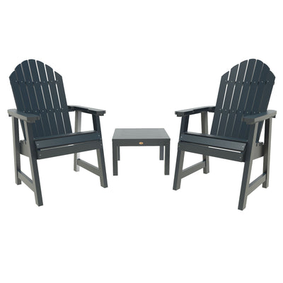 2 Hamilton Deck Chairs with Adirondack Side Table Highwood USA Federal Blue 