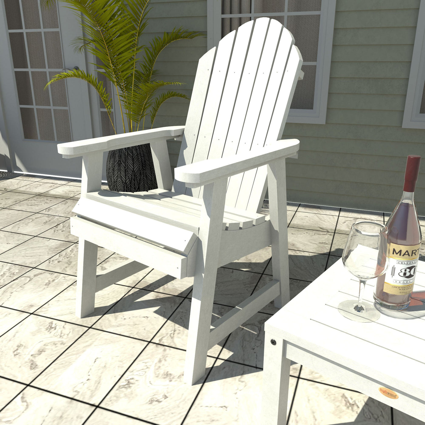 White Adirondack chair with side table