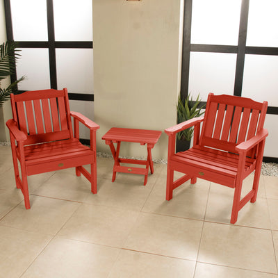 2 Lehigh Garden Chairs with Folding Adirondack Side Table Kitted Sets Highwood USA 