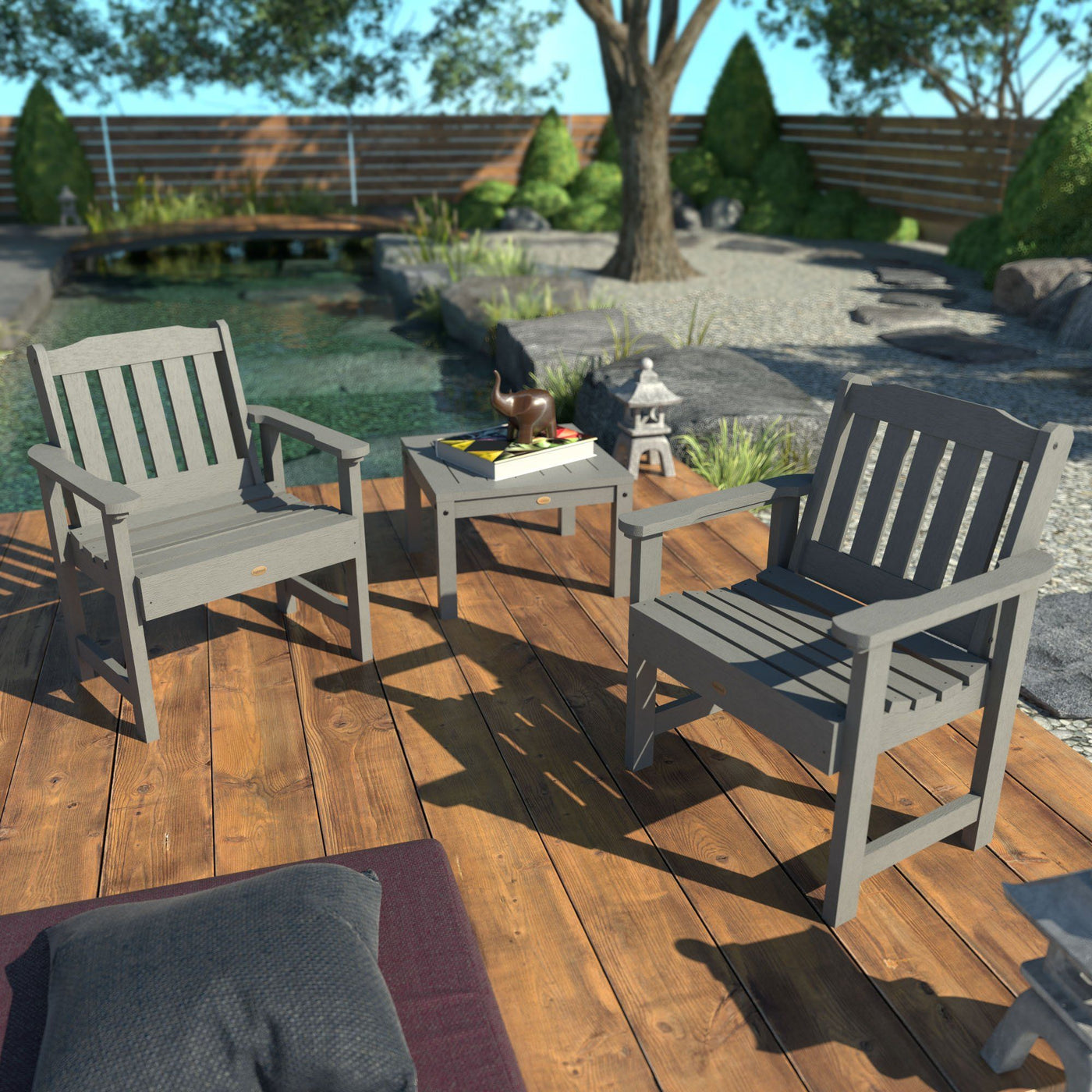 Gray-blue outdoor set on lawn