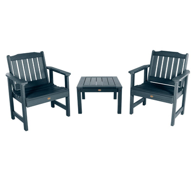2 Lehigh Garden Chairs with 1 Square Side Table Kitted Sets Highwood USA Federal Blue 
