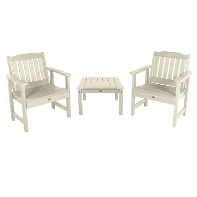 2 Lehigh Garden Chairs with 1 Square Side Table Highwood USA Whitewash 