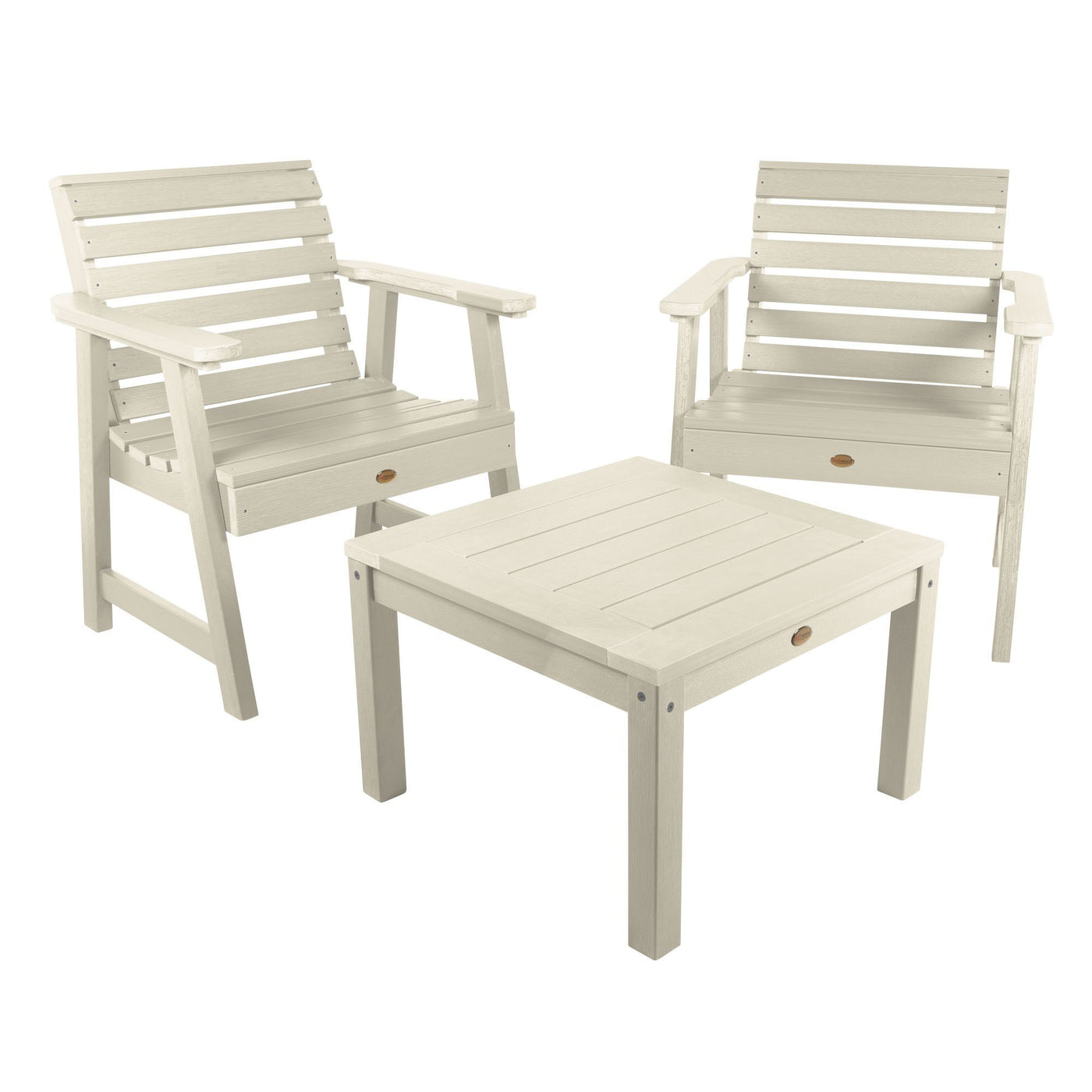 2 Weatherly Garden Chairs with 1 Square Side Table Highwood USA 