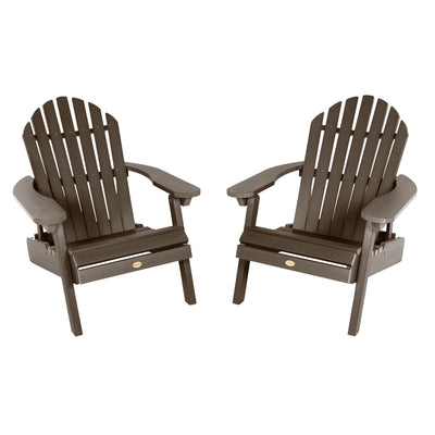 Set of Two Highwood Hamilton Folding and Reclining Adirondack Chairs Highwood USA Weathered Acorn 