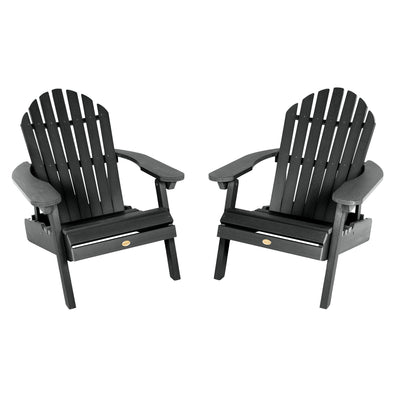 Set of Two Highwood Hamilton Folding and Reclining Adirondack Chairs Highwood USA Black 