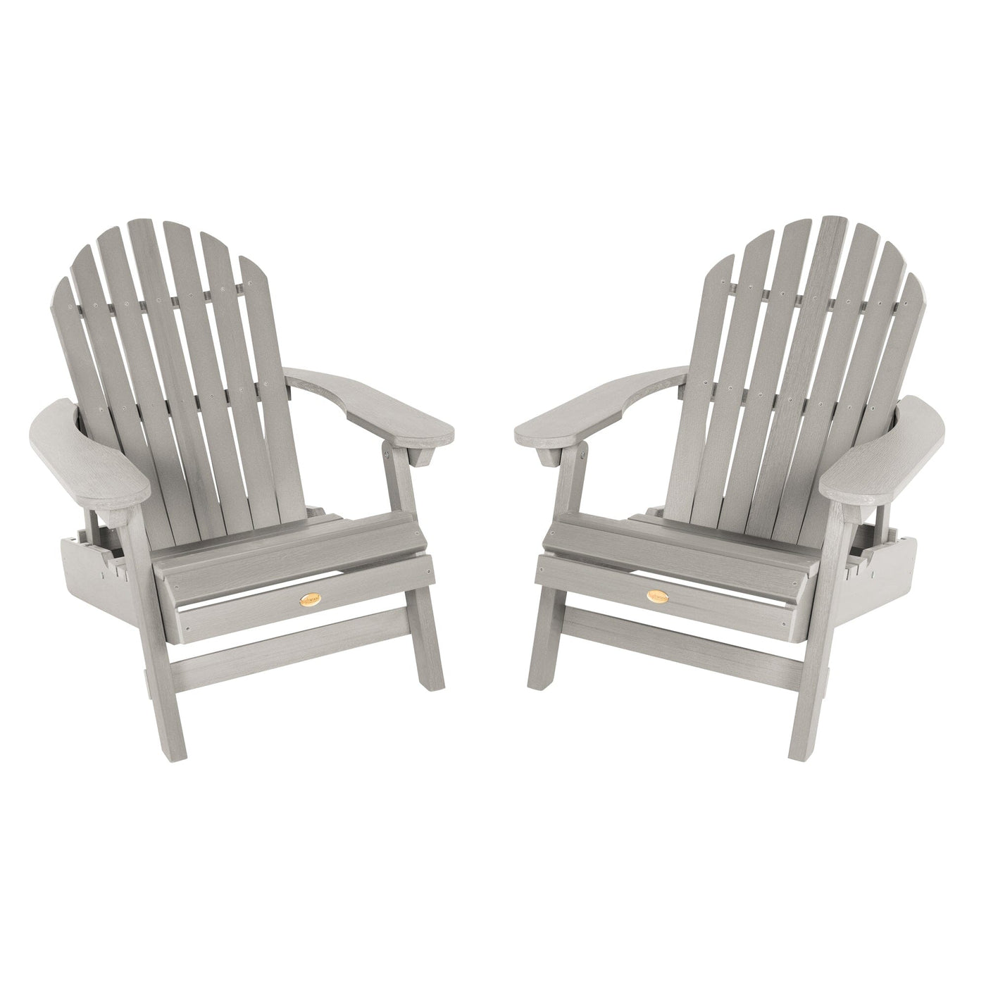 Set of Two Highwood Hamilton Folding and Reclining Adirondack Chairs Adirondack Chairs Highwood USA Harbor Gray 