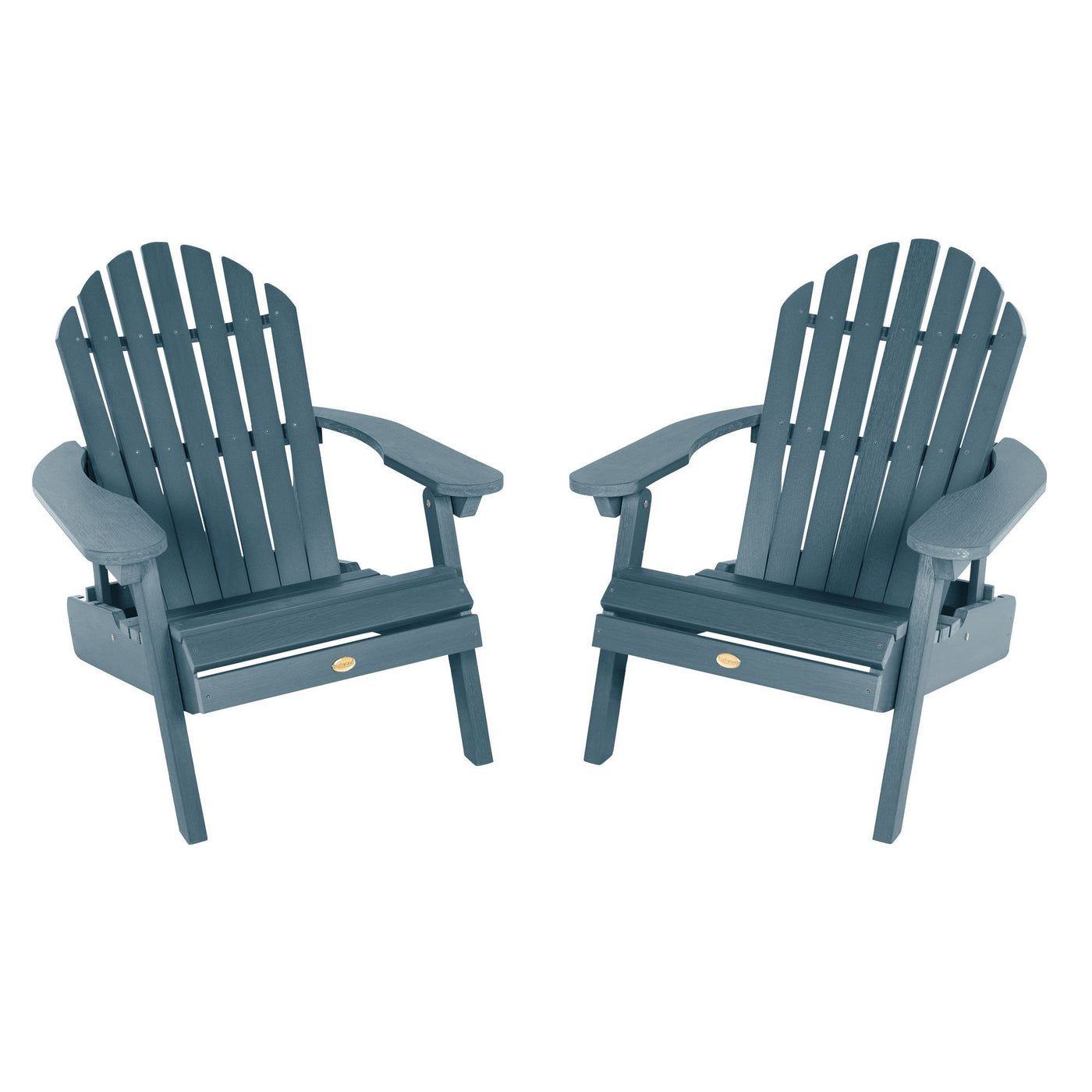 Set of Two Highwood Hamilton Folding and Reclining Adirondack Chairs Highwood USA Nantucket Blue 