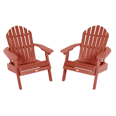 Set of Two Highwood Hamilton Folding and Reclining Adirondack Chairs Highwood USA Rustic Red 
