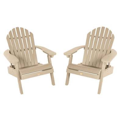 Set of Two Highwood Hamilton Folding and Reclining Adirondack Chairs Highwood USA Tuscan Taupe 